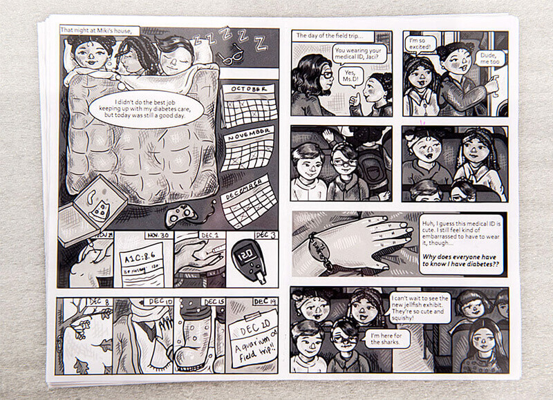 Close up of graphic novel interior page.